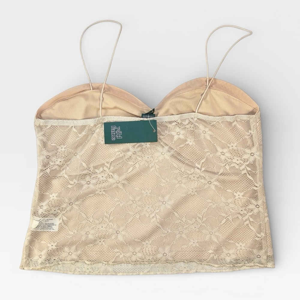 NWT Wild Fable Cream White Lace Tank Top Sheer back LARGE - Picture 3 of 5